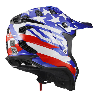 LS2 Helmets Subverter EVO United Helmet Gloss Red/White/Blue - Rear Right Side View