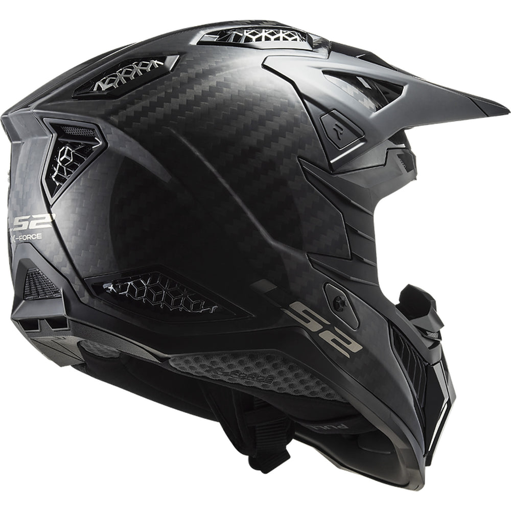 LS2 Helmets X-Force Carbon Solid Helmet Matte Carbon - Rear Right Side View