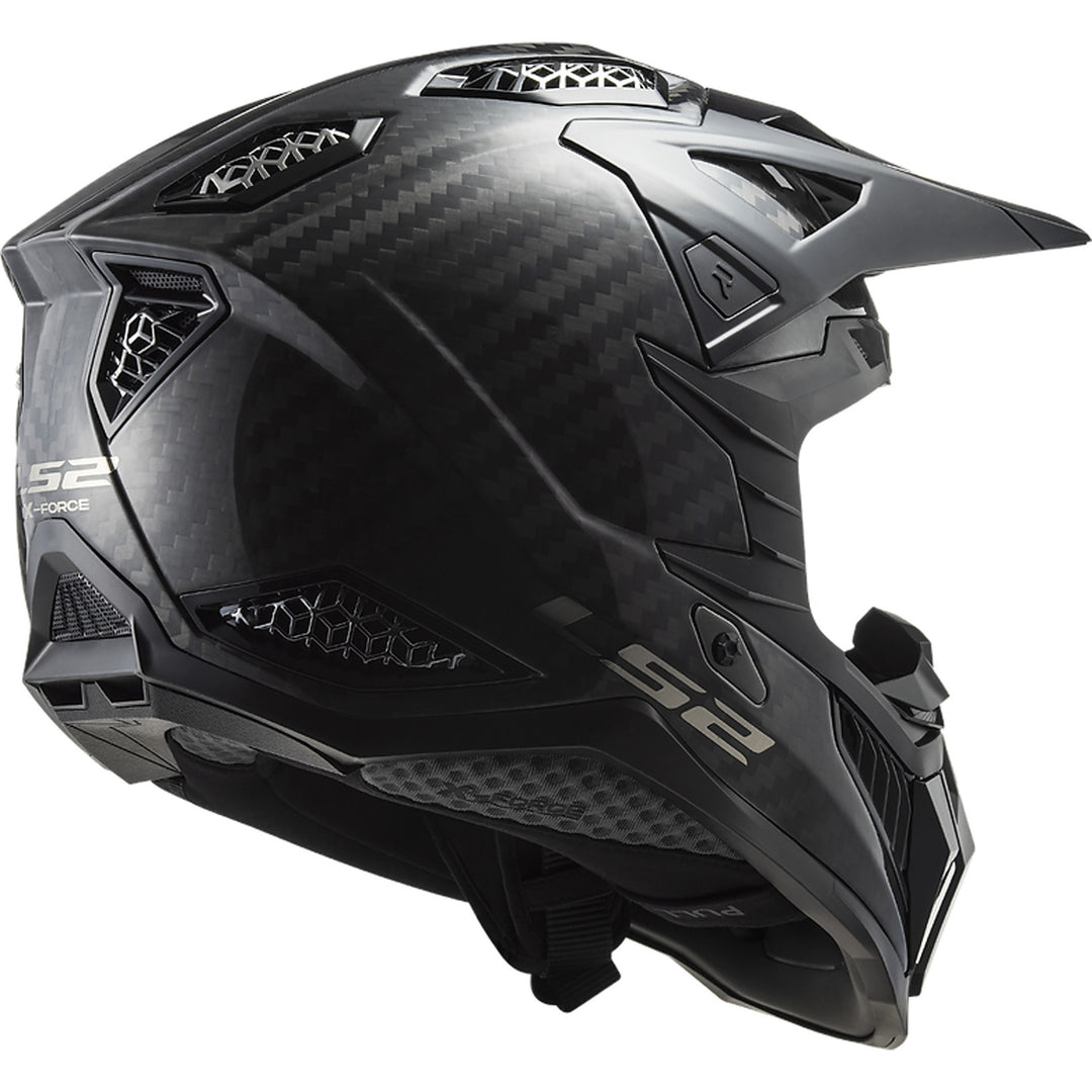 LS2 Helmets X-Force Carbon Solid Helmet Matte Carbon - Rear Right Side View