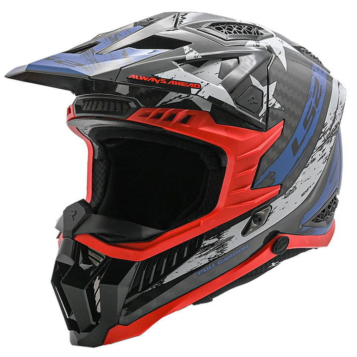 LS2 Helmets X-Force Carbon USA Helmet Gloss Carbon/Red/White/Blue - Front Side View
