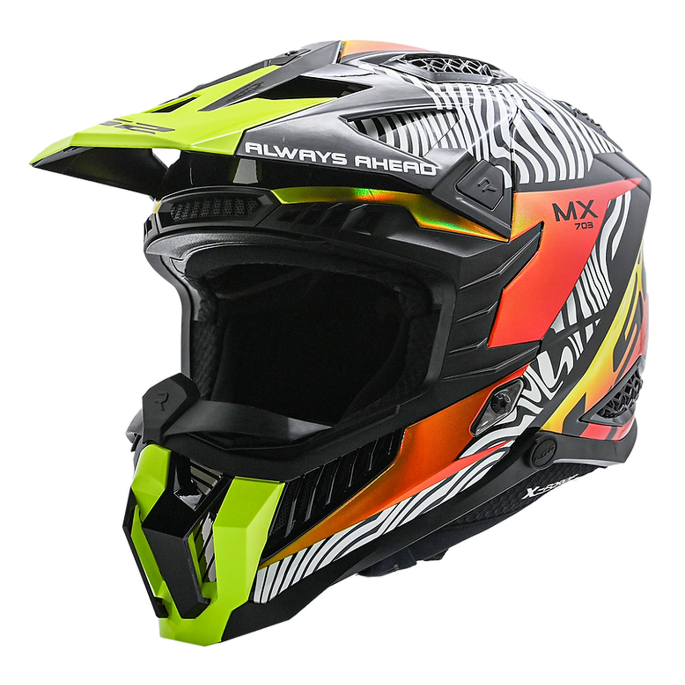 LS2 Helmets X-Force Fan Helmet Gloss White/Black/Orange/Yellow - Front Side View