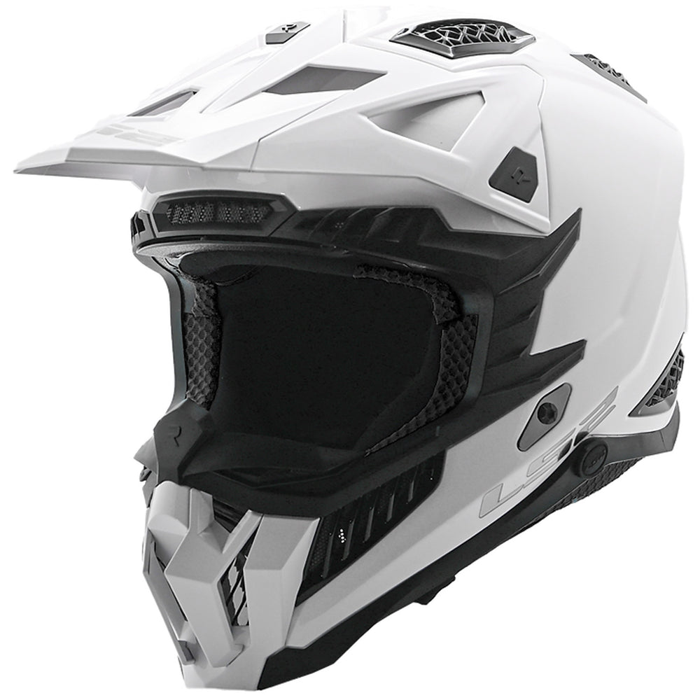 LS2 Helmets X-Force Solid Helmet Gloss White - Front Side View