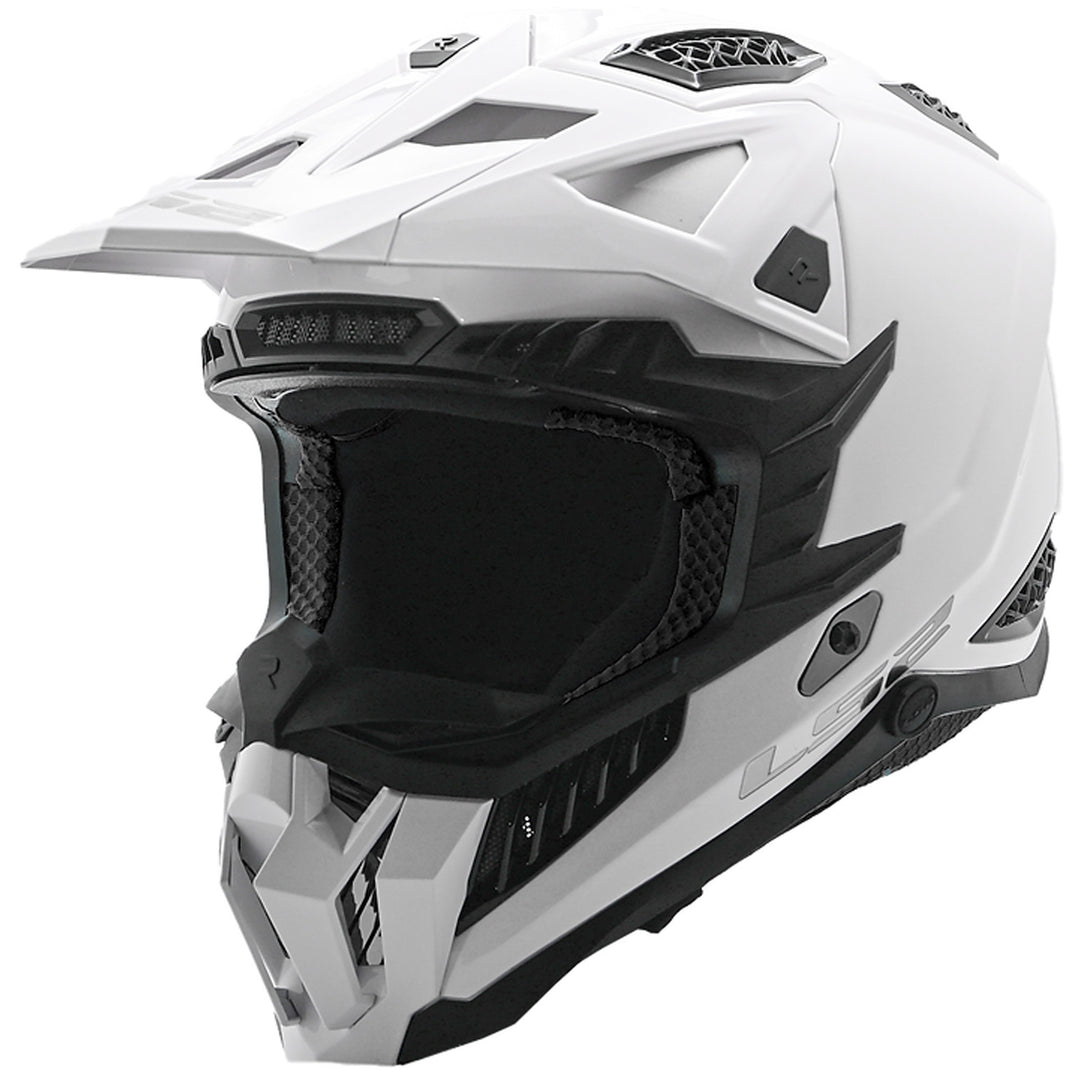 LS2 Helmets X-Force Solid Helmet Gloss White - Front Side View