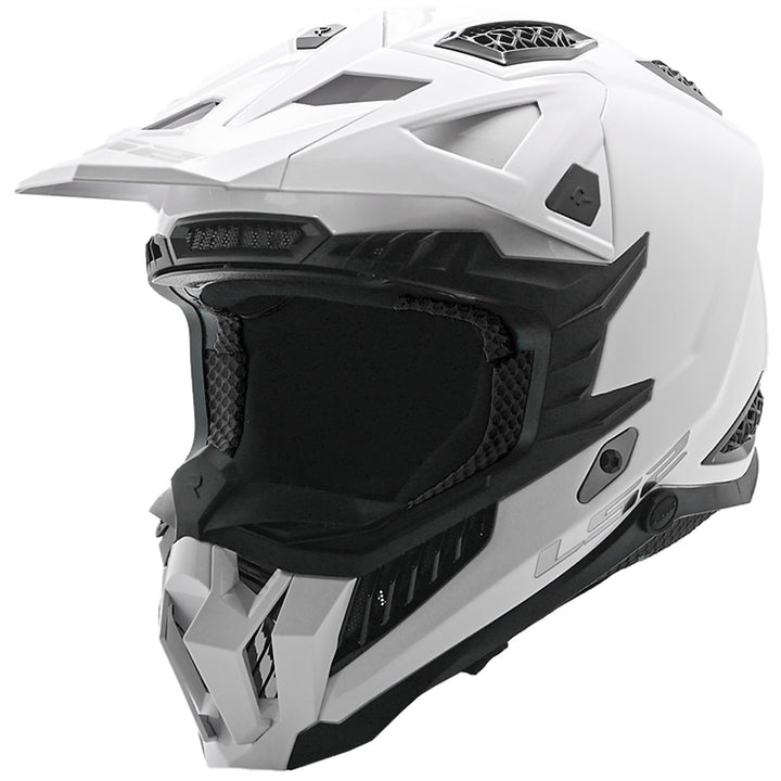 LS2 Helmets X-Force Solid Helmet Gloss White - Front Side View