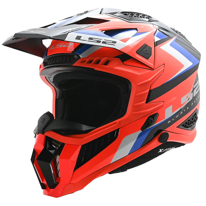 LS2 Helmets X-Force Sprint Helmet Gloss Black/Orange/Blue/White - Front Side View