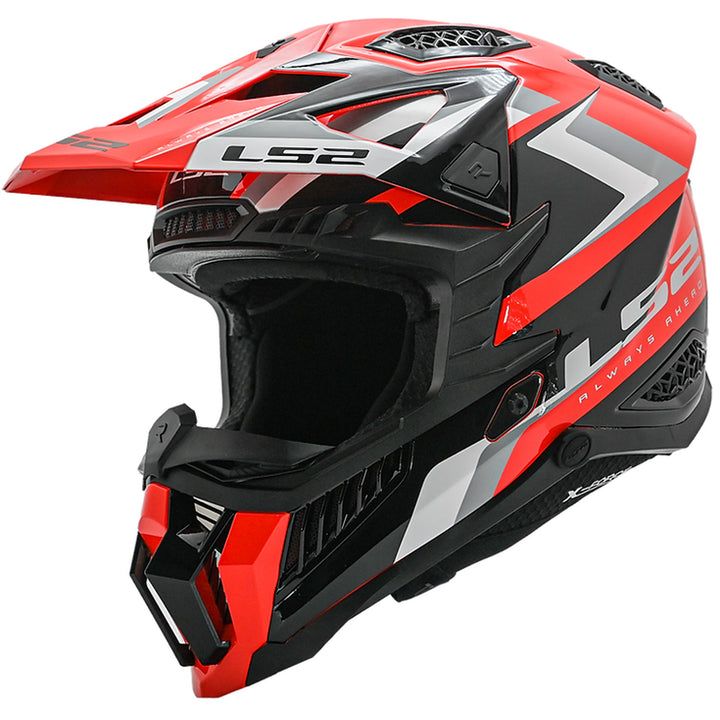 LS2 Helmets X-Force Sprint Helmet Gloss Red/Black/Gray/White - Front Side View