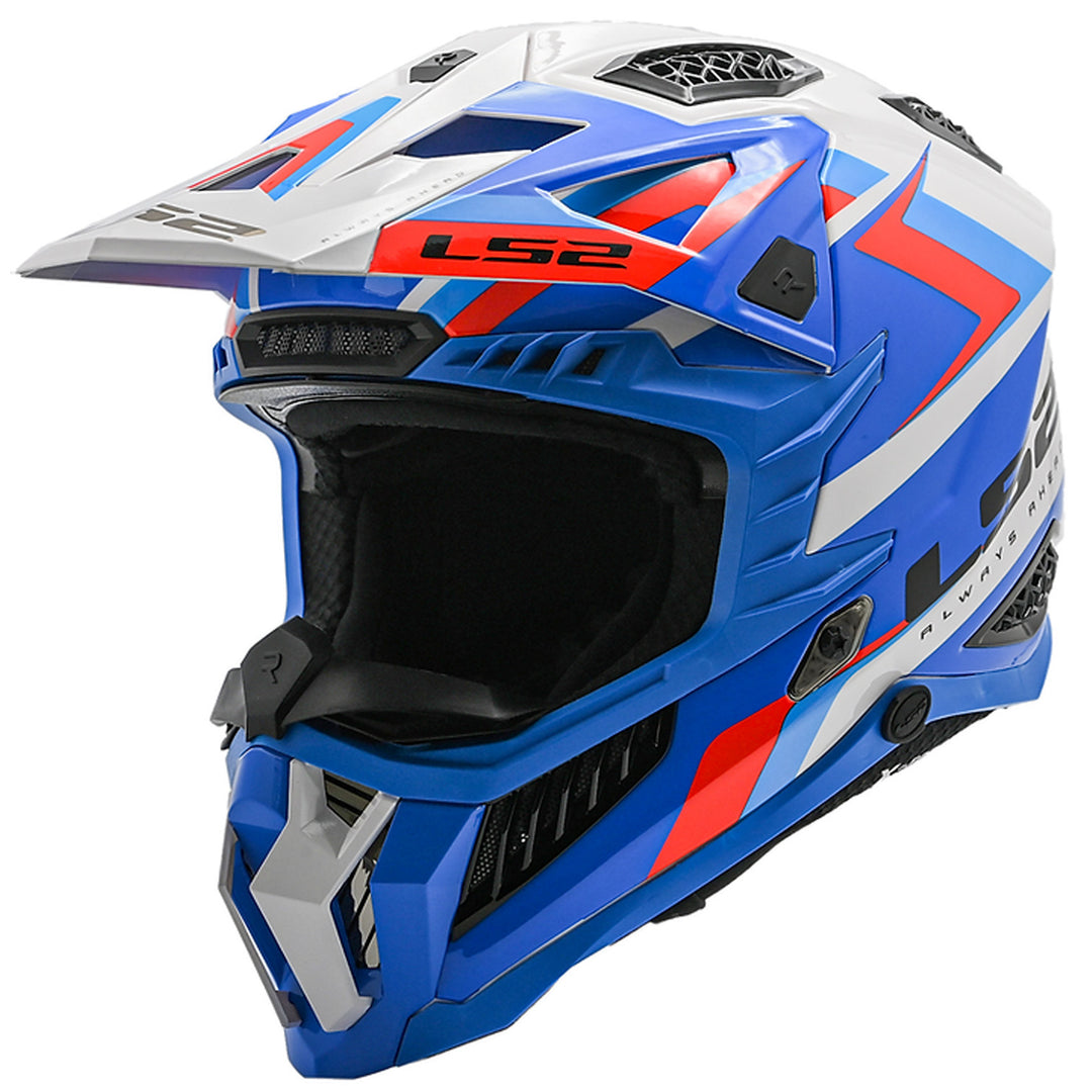 LS2 Helmets X-Force Sprint Helmet Gloss White/Blue/Red - Front Side View