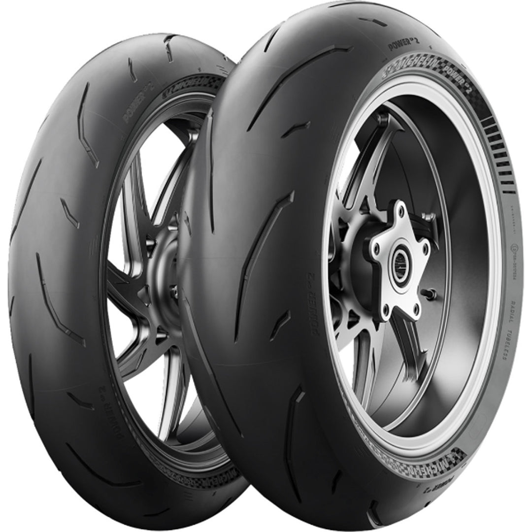 Michelin Power GP2 Tire - Angled Side View of Front and Rear
