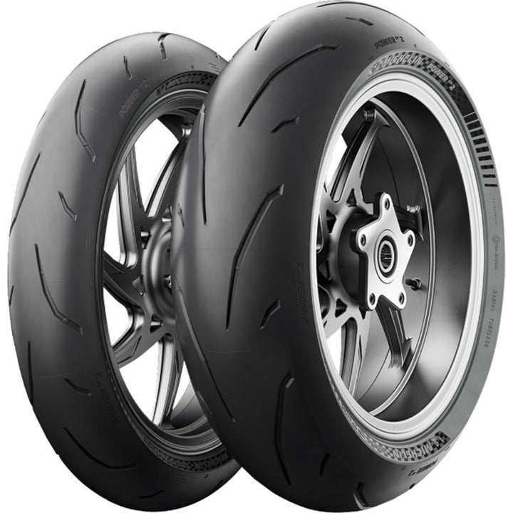 Michelin Power GP2 Tire - Angled Side View of Front and Rear