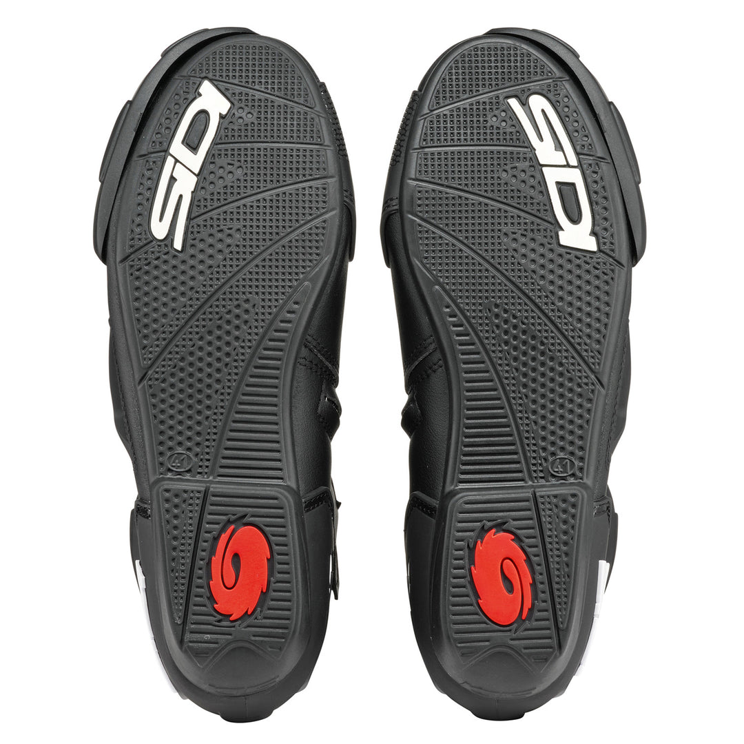 Sidi Mid Performer Boots Black/Black - Sole View of Pair