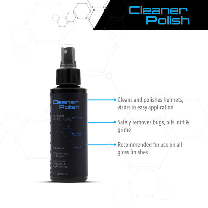 Molecule Helmet Cleaner & Polish 4 oz Sprayer - Info Graphic