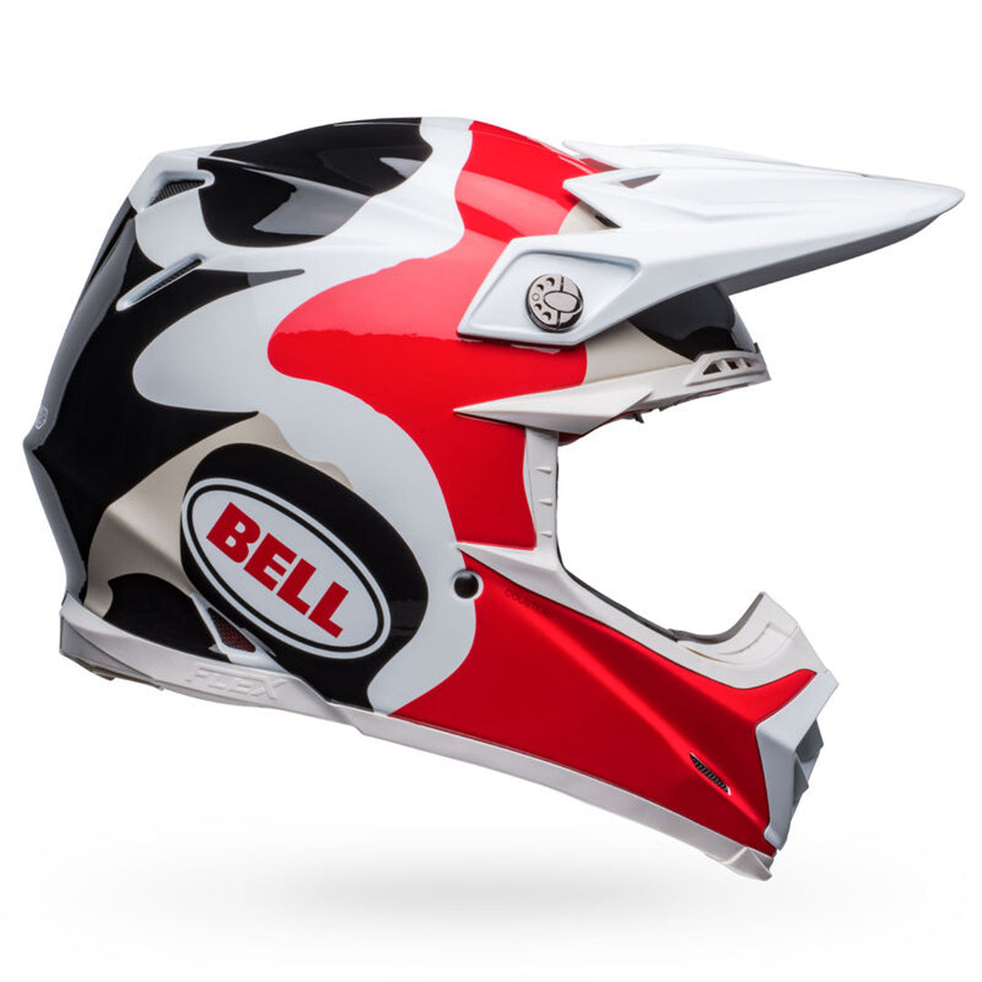 Bell Moto-9S Flex Hello Cousteau Reef Helmet Gloss White/Red - Right Side View