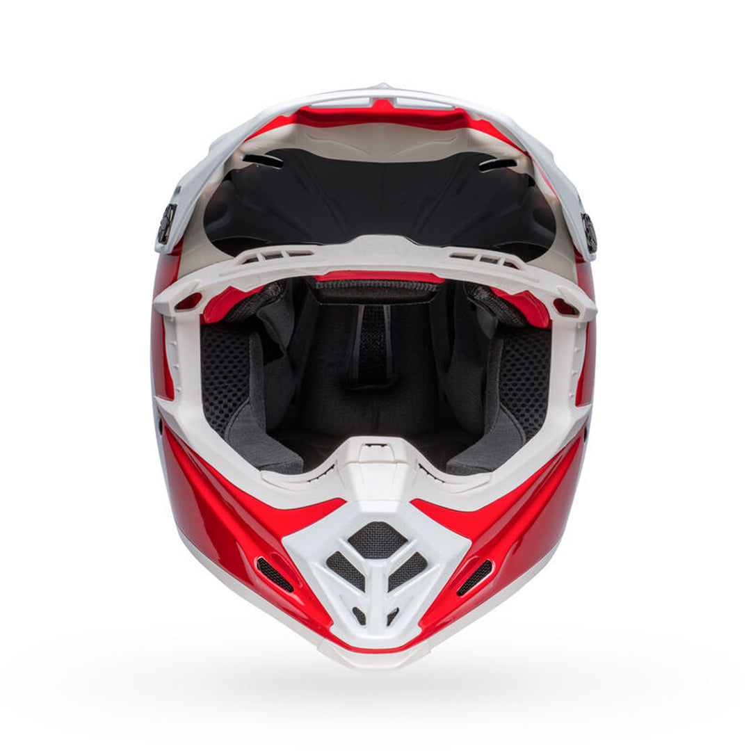 Bell Moto-9S Flex Hello Cousteau Reef Helmet Gloss White/Red - Front View