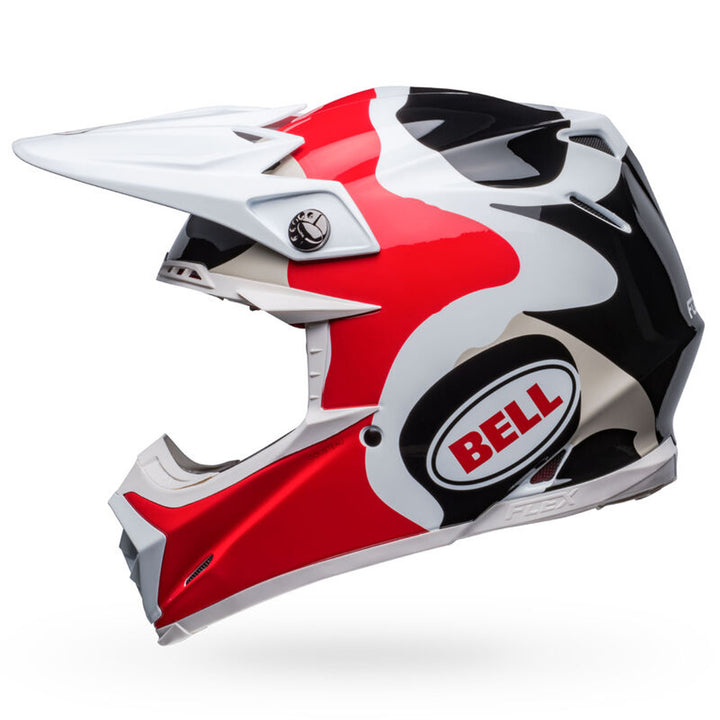 Bell Moto-9S Flex Hello Cousteau Reef Helmet Gloss White/Red - Left Side View
