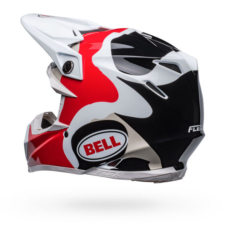 Bell Moto-9S Flex Hello Cousteau Reef Helmet Gloss White/Red - Rear Left Side View