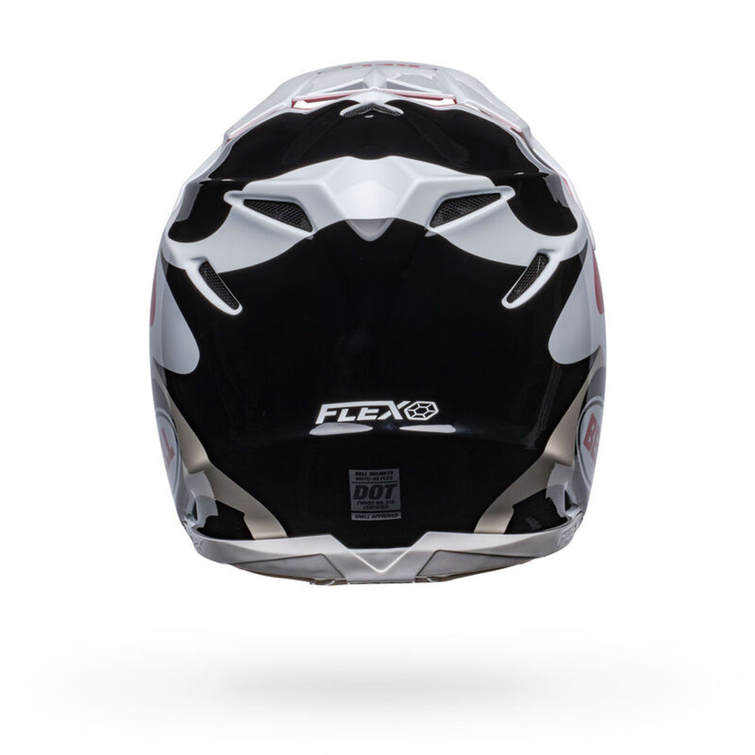 Bell Moto-9S Flex Hello Cousteau Reef Helmet Gloss White/Red - Rear View
