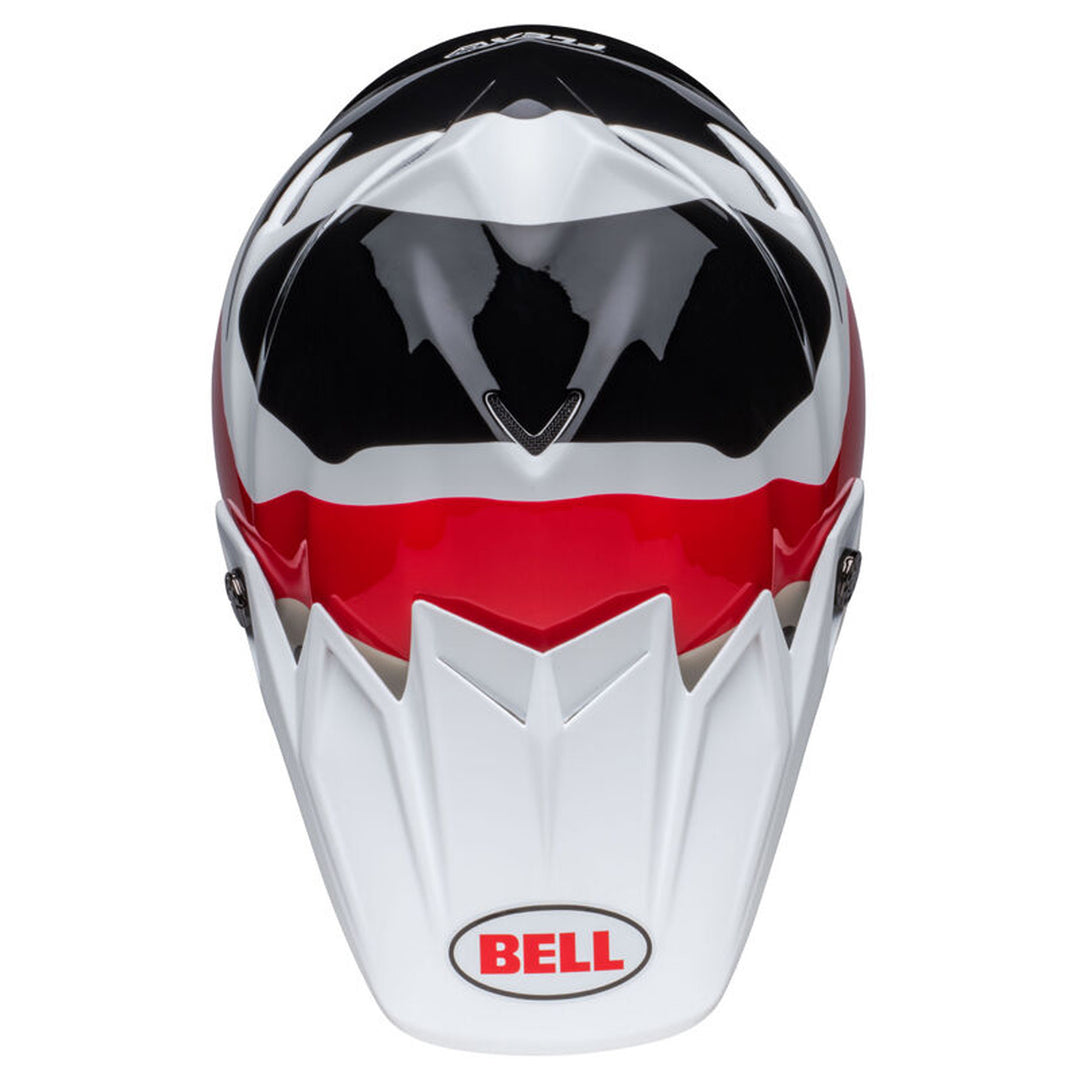 Bell Moto-9S Flex Hello Cousteau Reef Helmet Gloss White/Red - Top Down View