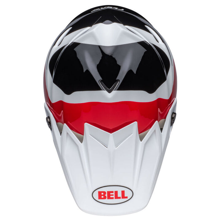 Bell Moto-9S Flex Hello Cousteau Reef Helmet Gloss White/Red - Top Down View