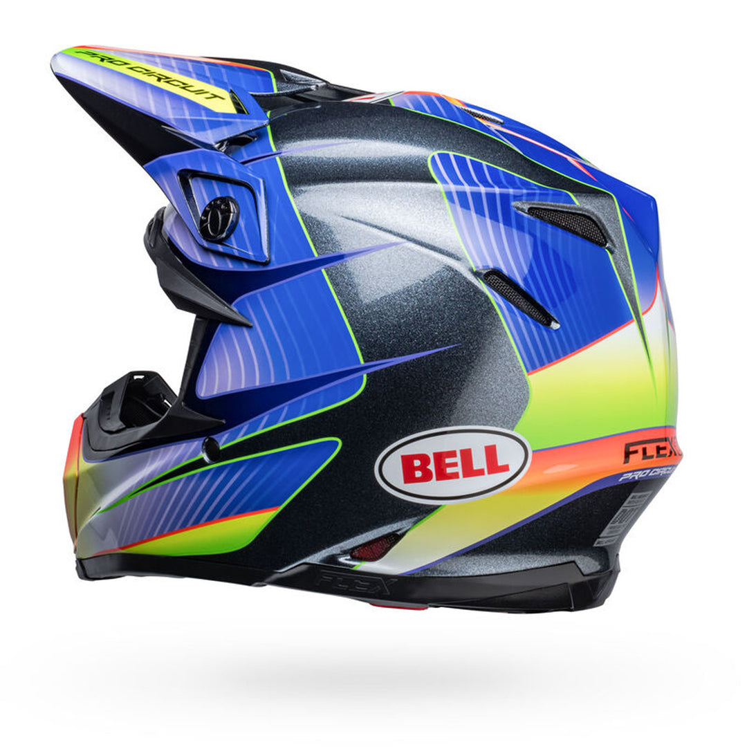 Bell Moto-9S Flex Pro Circuit Replica 23 Helmet Gloss Silver/Metallic Flake - Rear Left Side View