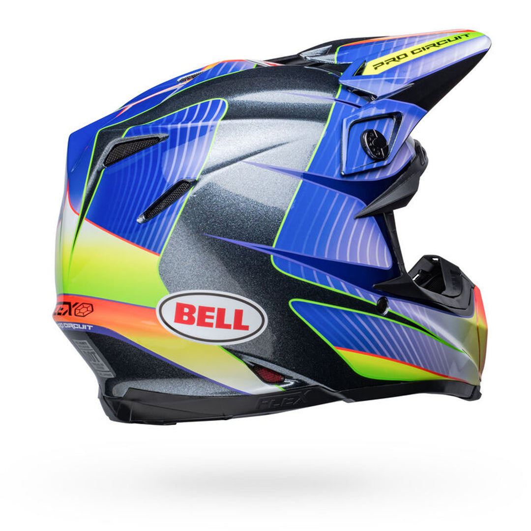 Bell Moto-9S Flex Pro Circuit Replica 23 Helmet Gloss Silver/Metallic Flake - Rear Right Side View