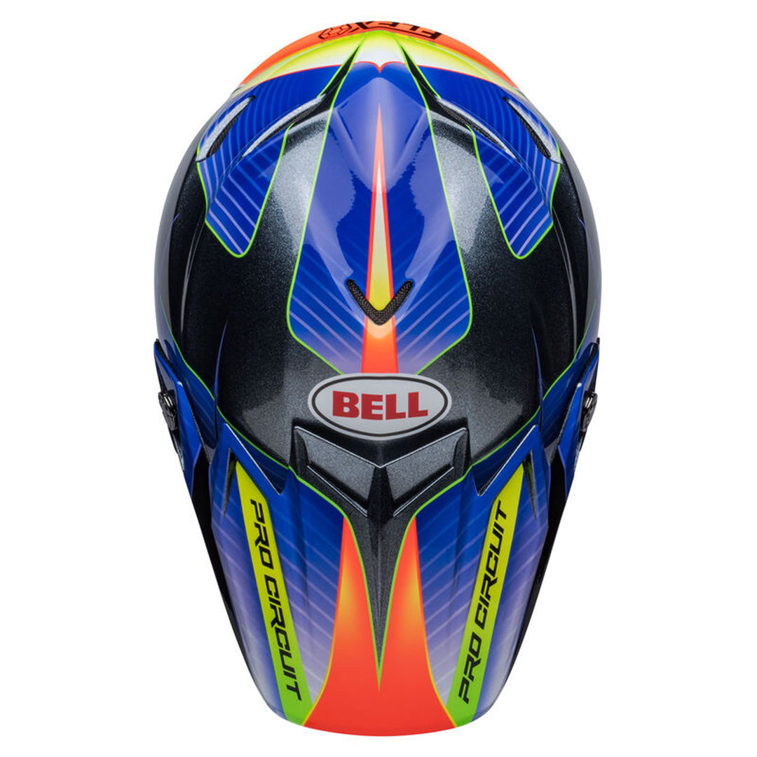 Bell Moto-9S Flex Pro Circuit Replica 23 Helmet Gloss Silver/Metallic Flake - Top Down View
