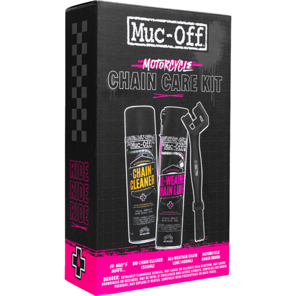 Muc-Off Motorcycle Chain Care Kit - Front Side View of Box Case