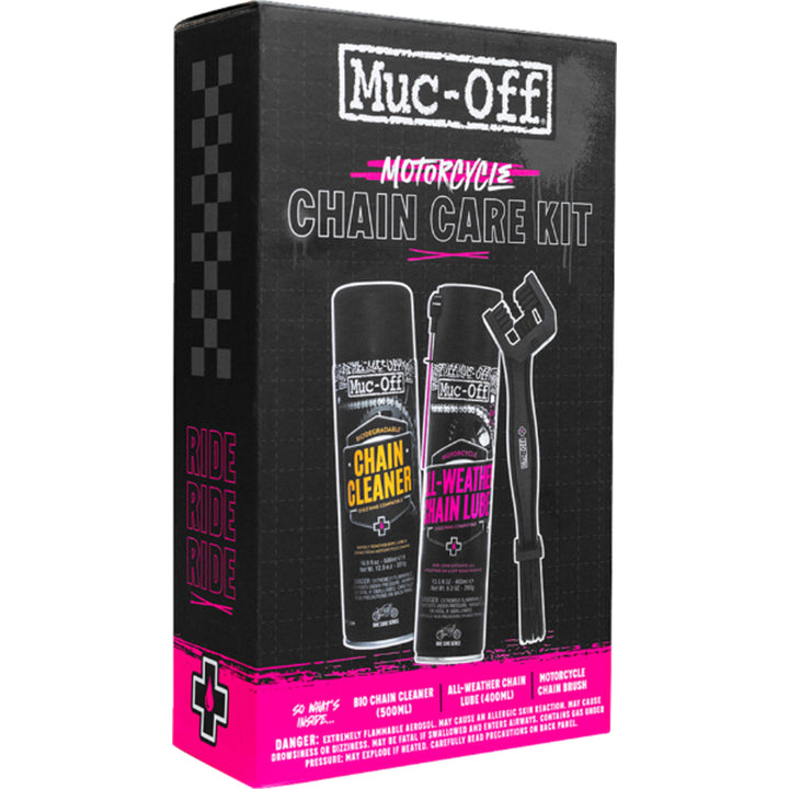 Muc-Off Motorcycle Chain Care Kit - Front Side View of Box Case