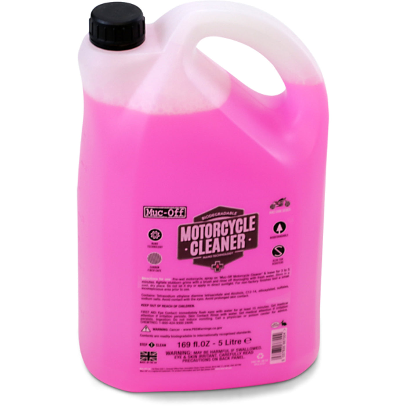 Muc-Off Nano Tech Motorcycle Cleaner 5L - Front View of 5 liter bottle