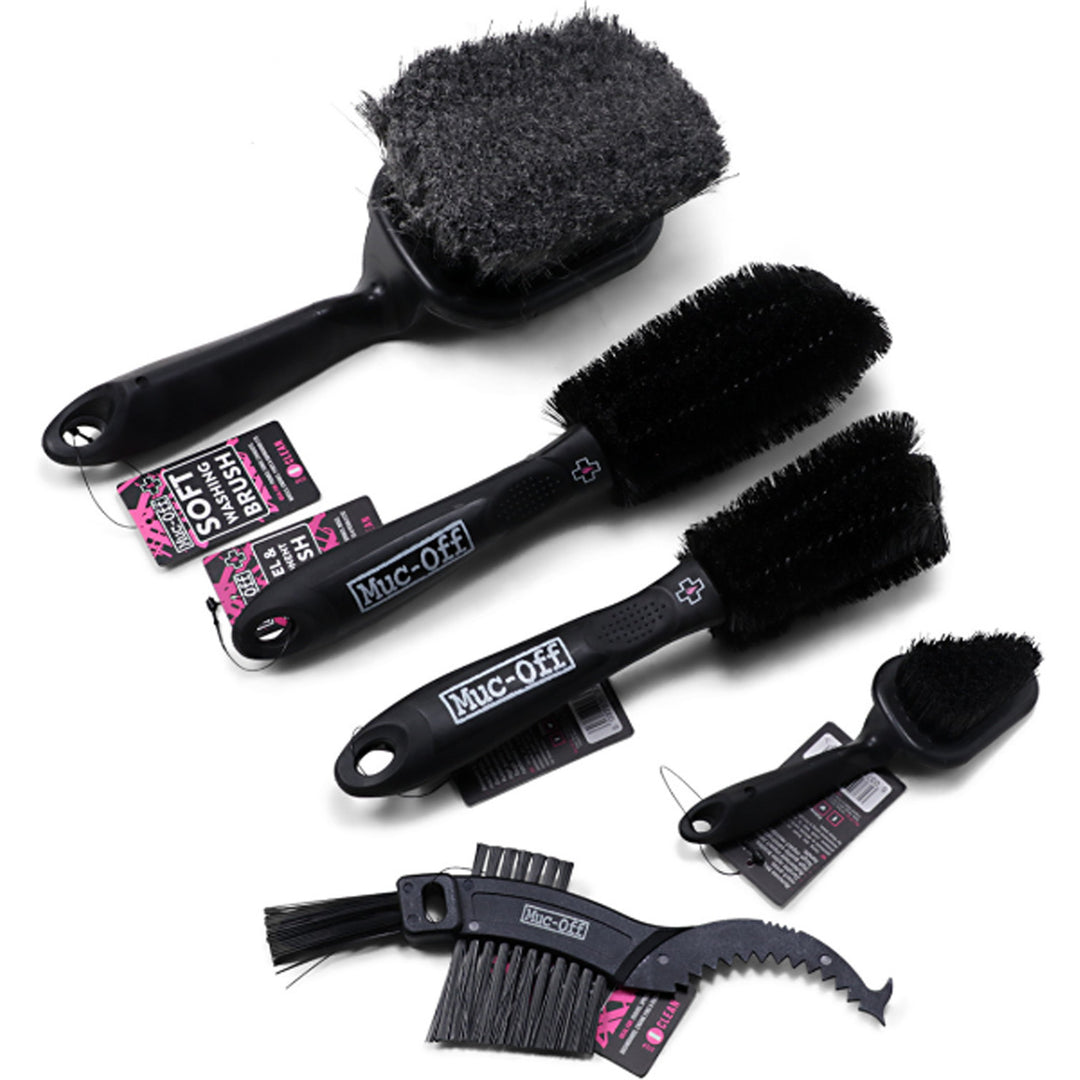 Muc-Off Premium Brush Kit 5-Piece Set - Full View of All 5 Brushes in Set