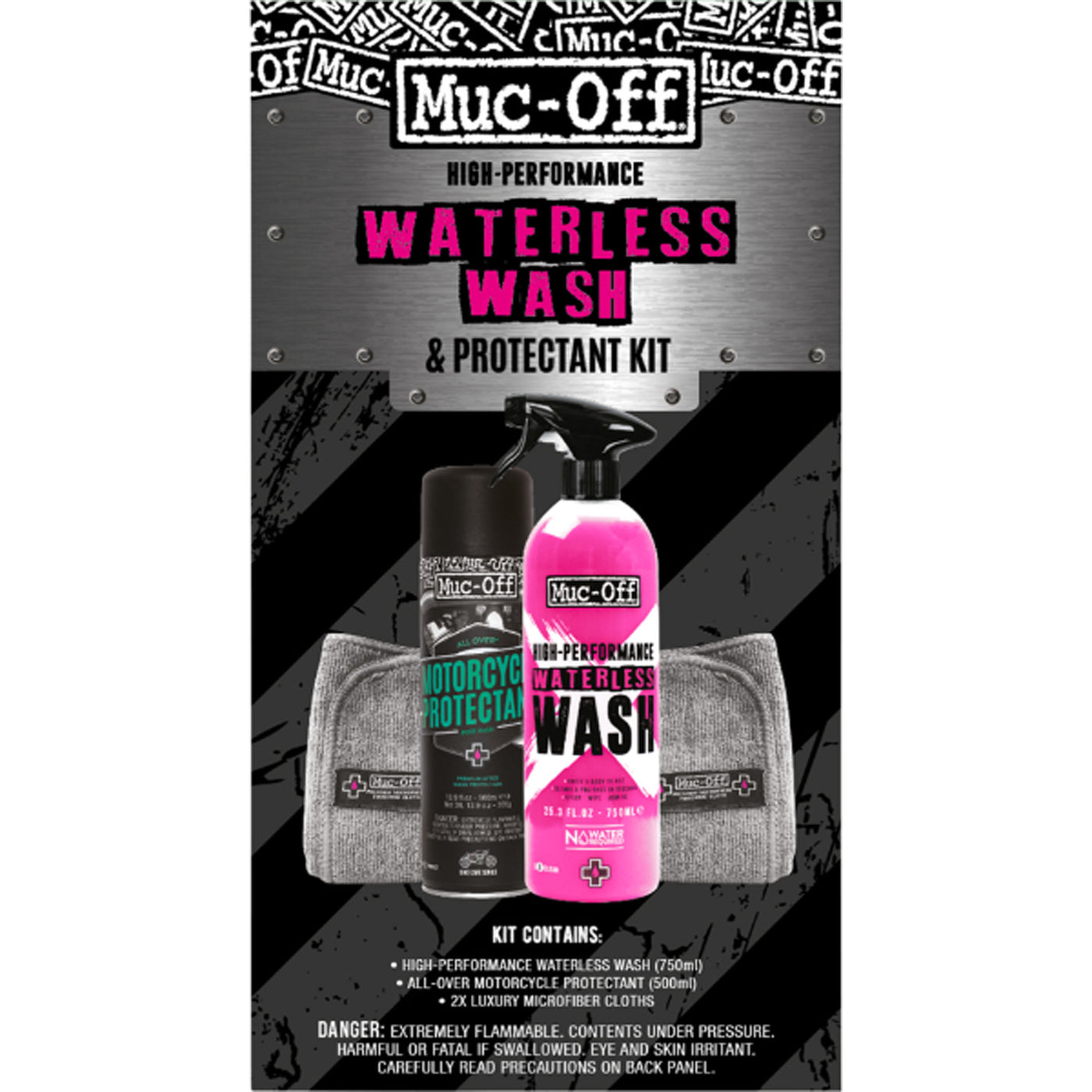 Muc-Off Motorcycle Waterless Wash & Protectant Kit - Front View of Box Case