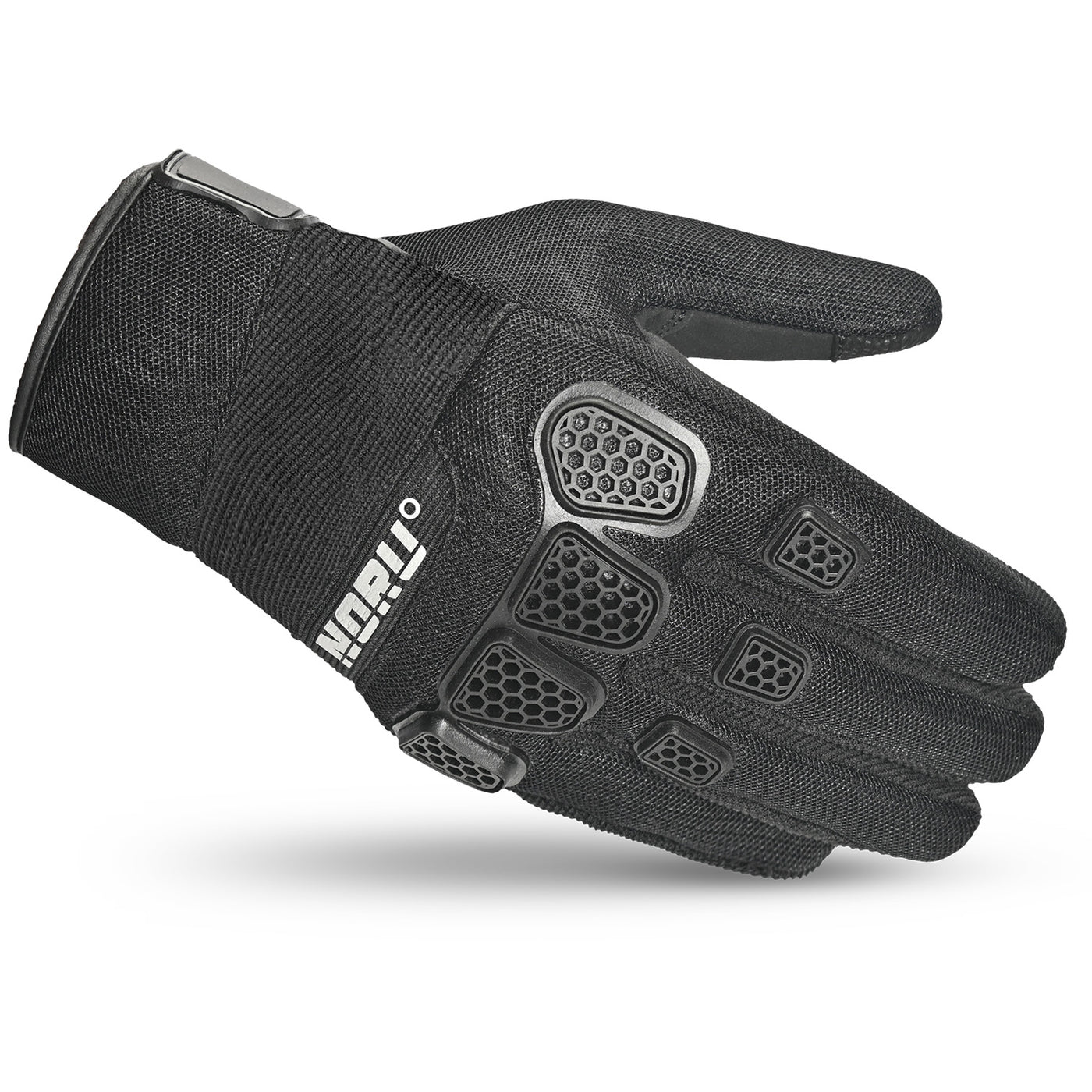 Noru Hakken Adventure Gloves Black - Angled Back of Hand View