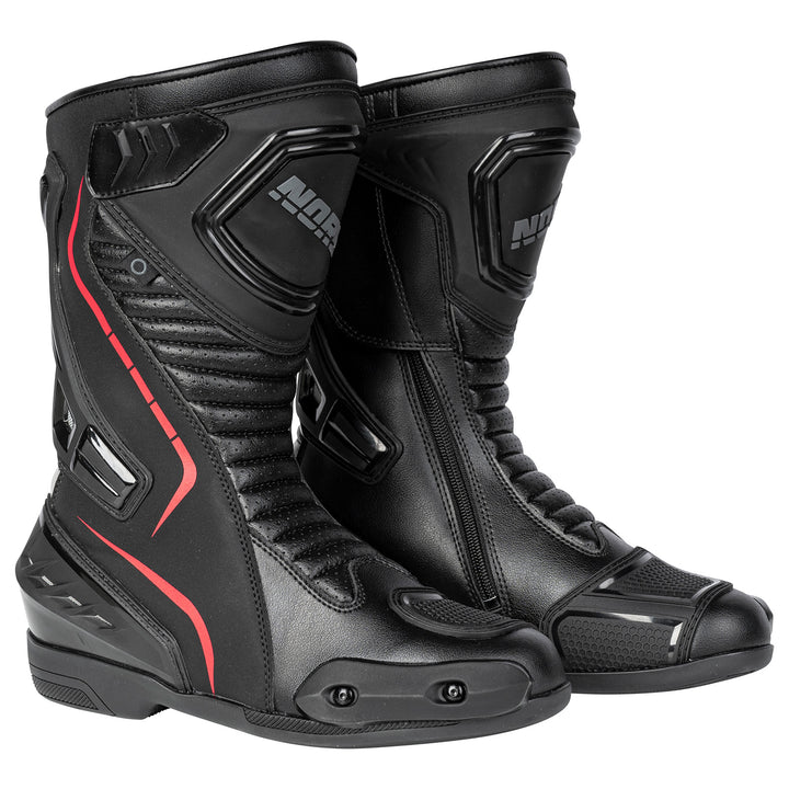 Noru Hakone Boots Black/Red - Front Side View of Pair