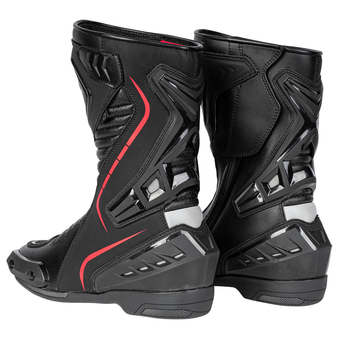 Noru Hakone Boots Black/Red - Rear Side View of Pair