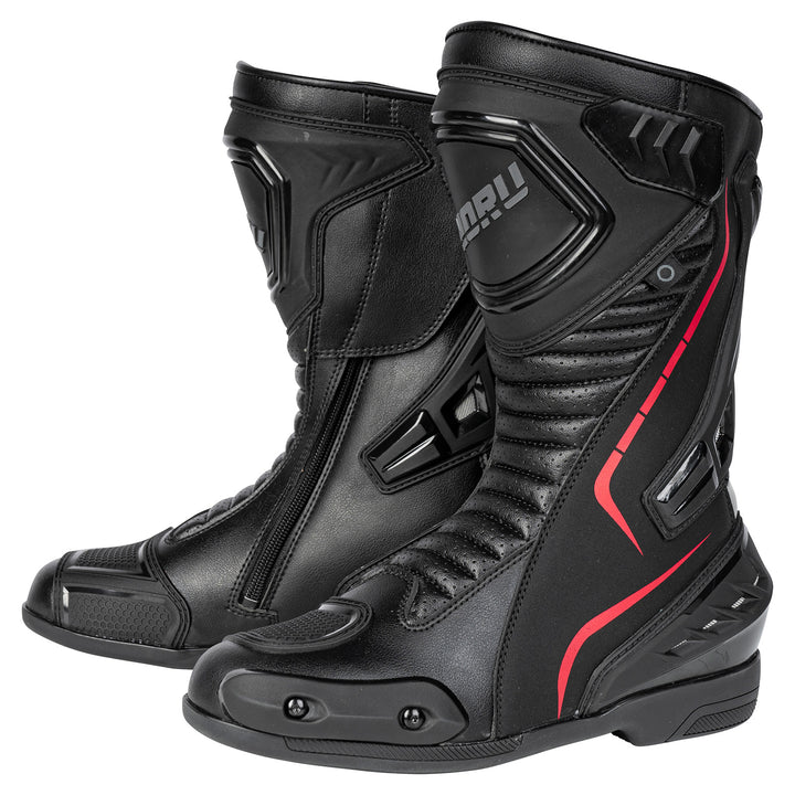Noru Hakone Boots Black/Red - Side View of Pair