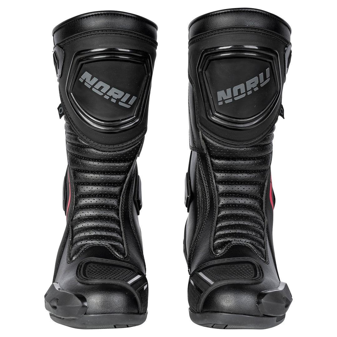 Noru Hakone Boots Black/Red - Front View of Pair
