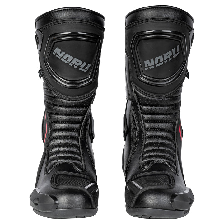 Noru Hakone Boots Black/Red - Front View of Pair