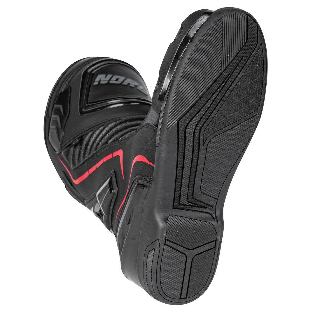 Noru Hakone Boots Black/Red - Angled Sole View