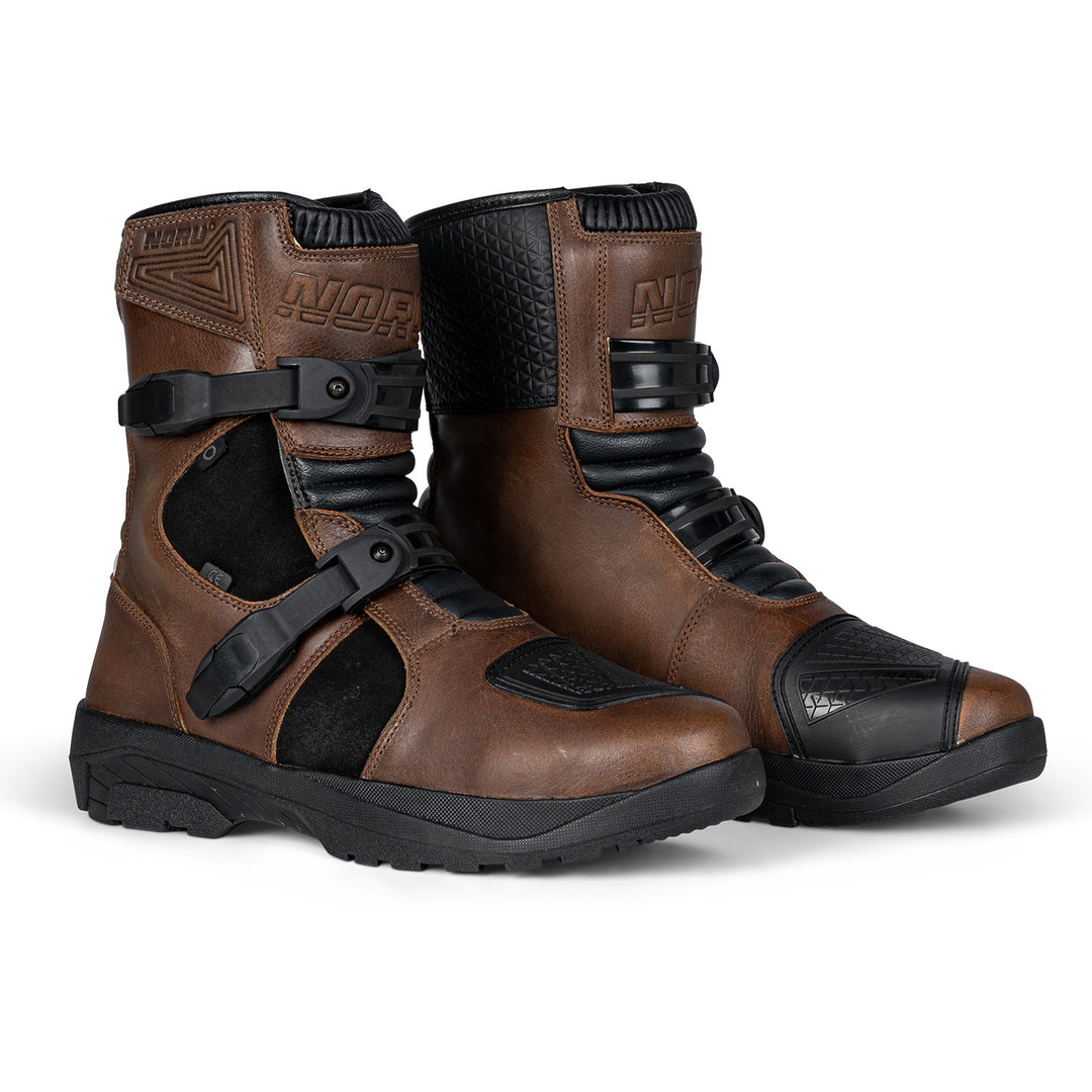 Noru Hakken Adventure Boots Brown - Front Side View of Pair