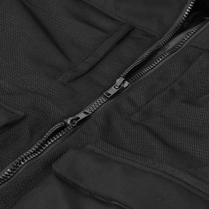 Noru Hakken Adventure Mesh Jacket Black - Close-Up of Double-Ended Front Zipper