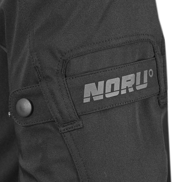 Noru Hakken Adventure Waterproof Jacket Black - Close-Up of Brand Logo on Sleeve