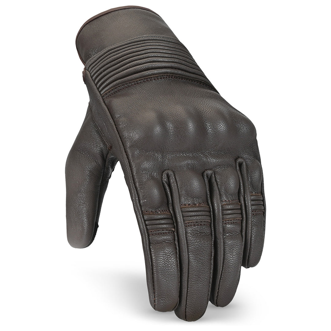 Noru Hoshi Gloves Brown - Angled Back of Hand View