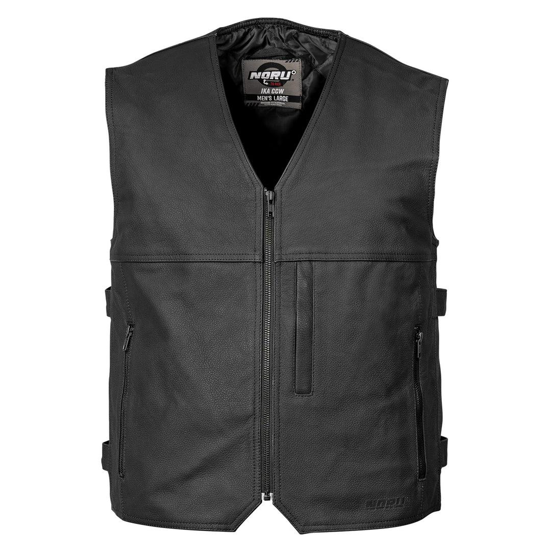 Noru Ika CCW Leather Vest Black - Front View