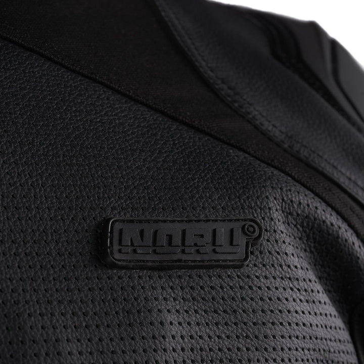 Noru Kaneda Leather Jacket Black - Close-Up of Chest Details