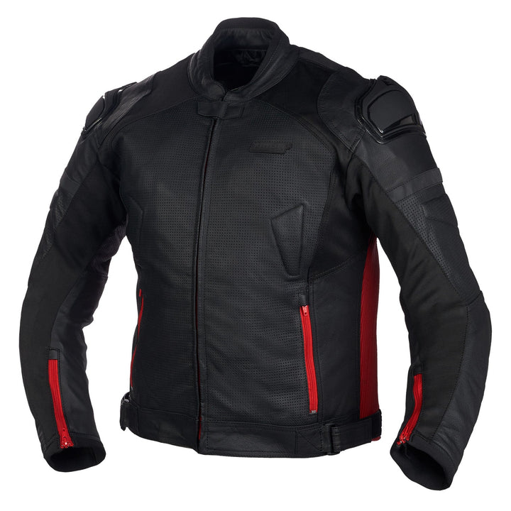 Noru Kaneda Leather Jacket Black/Red - Front View