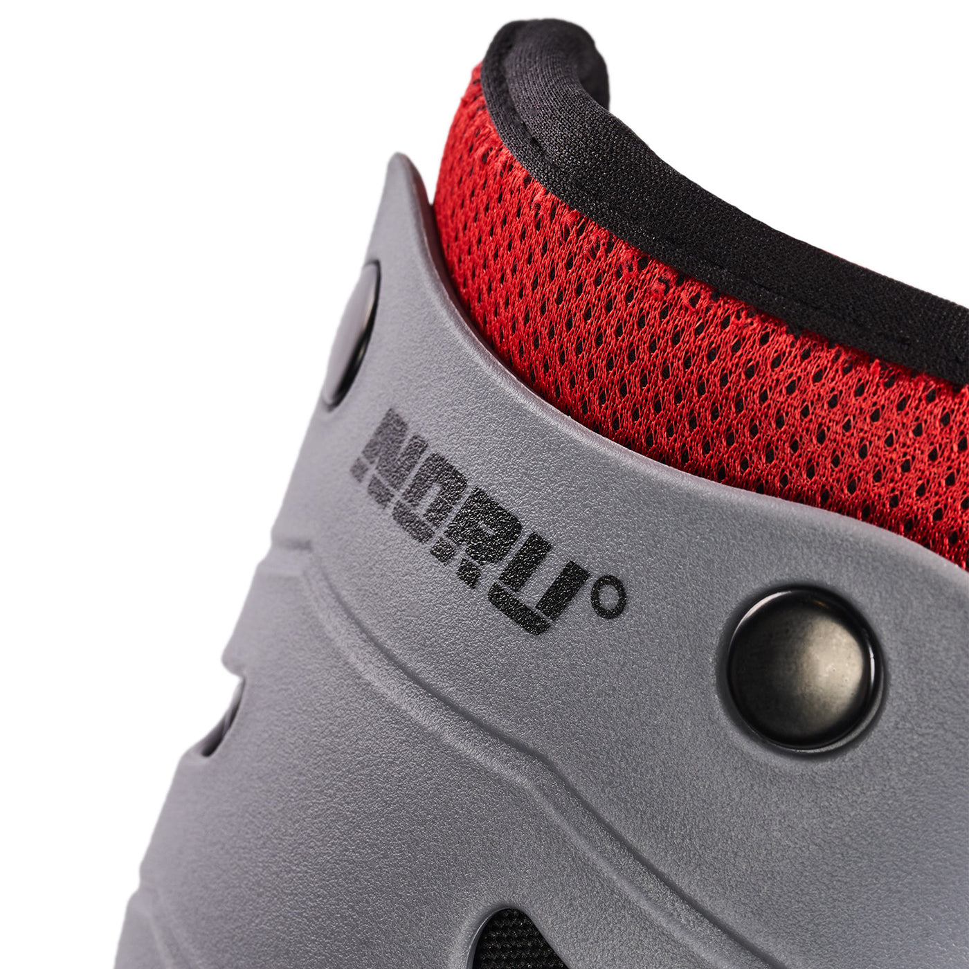 Noru Mamoru Pivoting Knee/Shin Guards - Close-Up of Logo on Top of Knee Guard