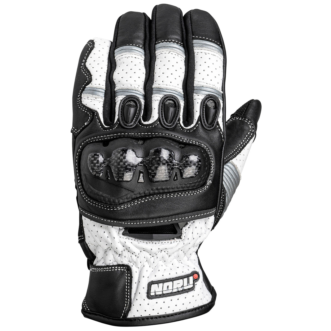 Noru Tekko Gloves White/Black - Back of Hand View