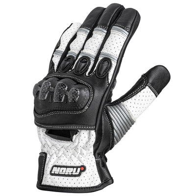 Noru Tekko Gloves White/Black - Back of Hand Side View