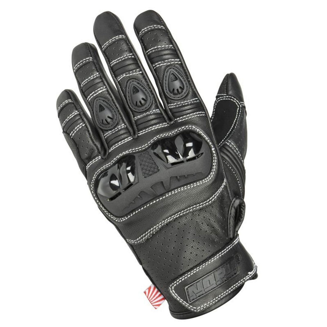 Noru Women's Furo Leather Gloves Black - Back of Hand View