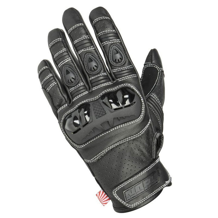 Noru Women's Furo Leather Gloves Black - Back of Hand View