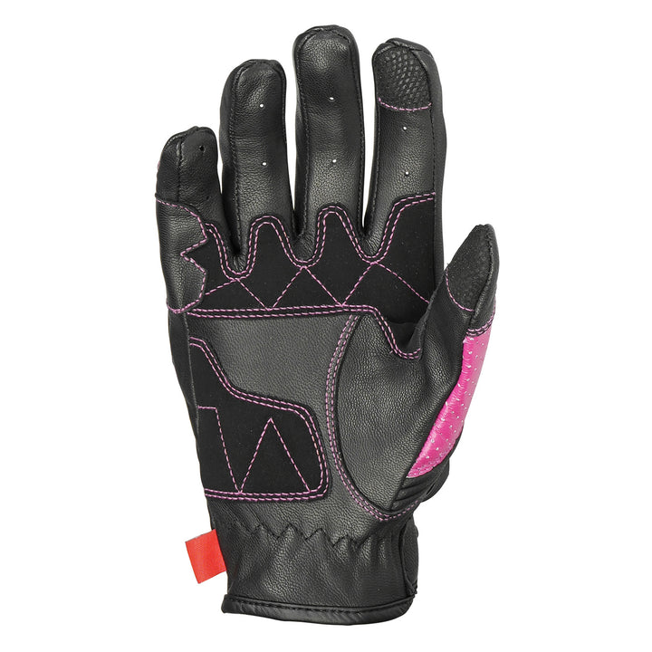 Noru Women's Furo Leather Gloves Pink/Black - Palm View